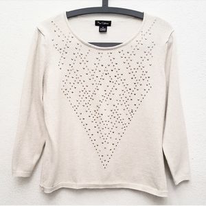 Cream Colored Gold Gem Sweater